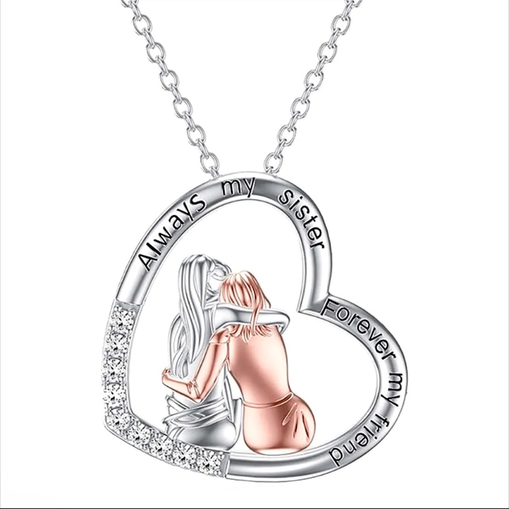 Heart-Shaped Sister Necklace, Heart Necklace, Sisters Necklace